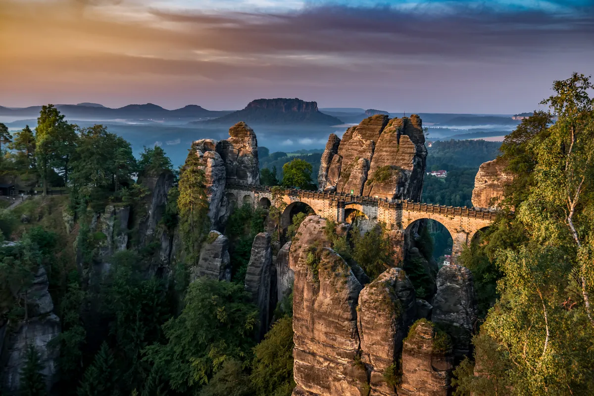 The Bastei bridge above the Elbe in Saxon Switzerland, Germany